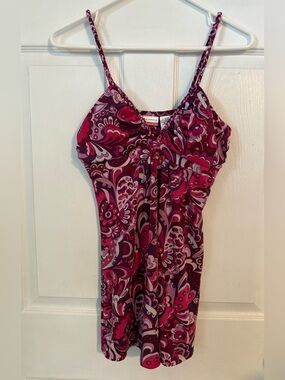 Women’s No Boundaries Pink & Purple Paisley Spaghetti Strap Shirt Size M